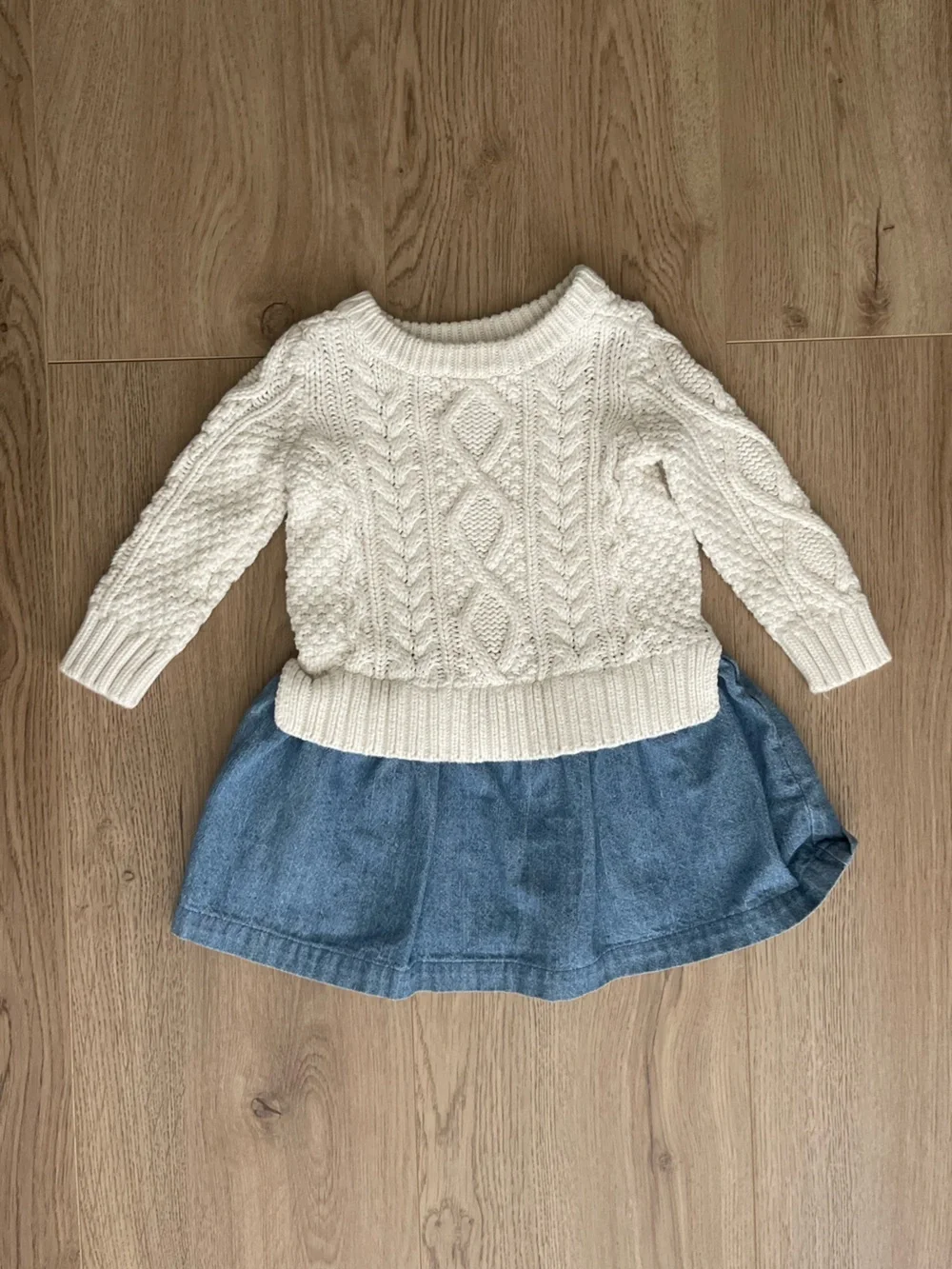 Baby GAP Cream Cable Knit Crew Sweater Dress (12-18 months)